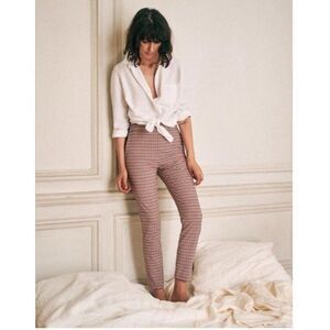 Sezane Red and White Checkered Pants